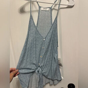 Mod boutique delicate blue racerbak w button front and tie front‎ tank NWT